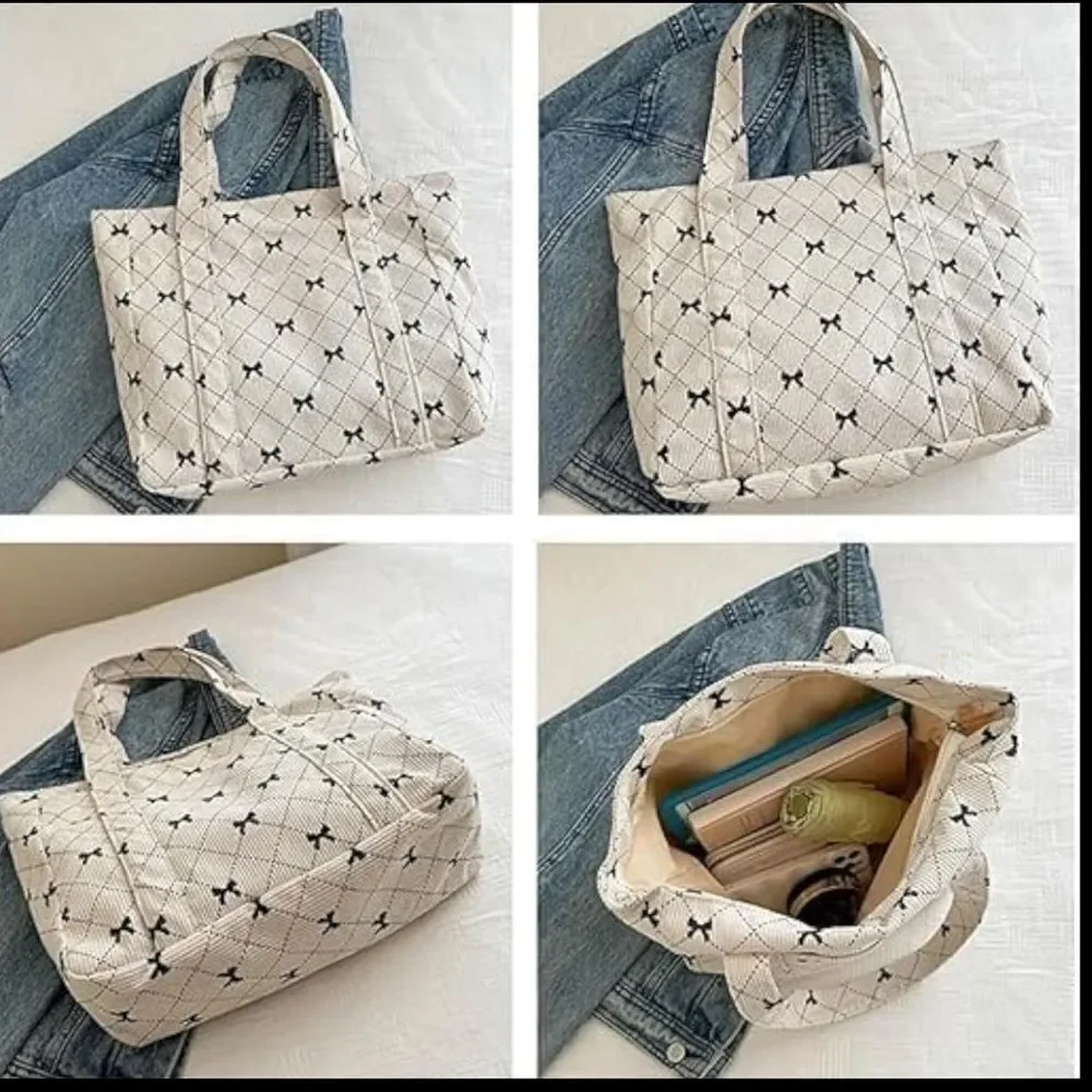 Elegant Black and Cream Tote Bag